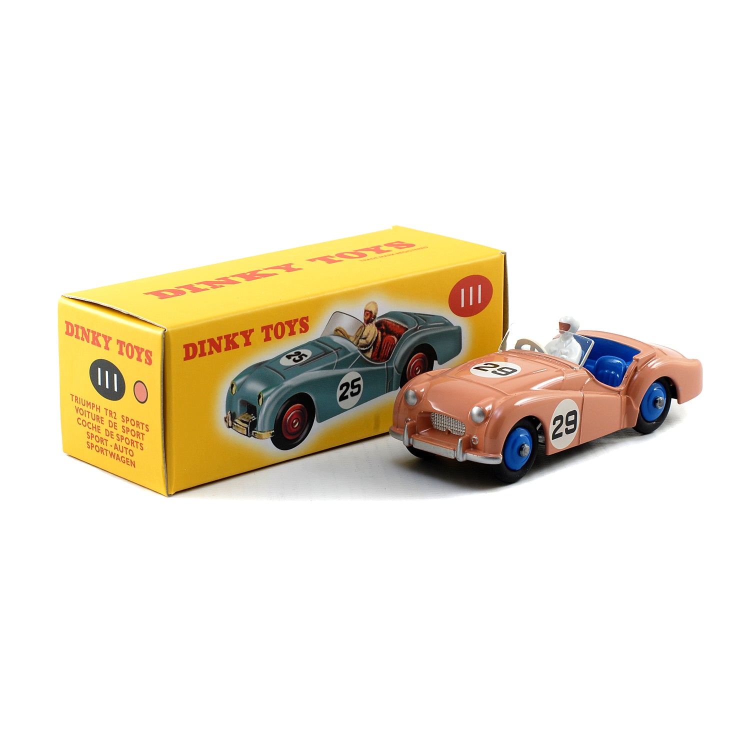 Atlas French Dinky Toys 111 Triumph TR2 Sports #29 Racing Car PINK
