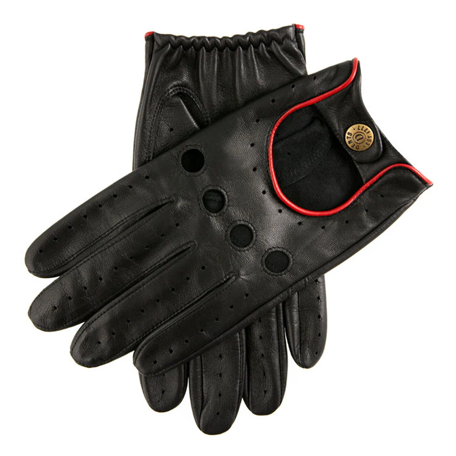 Dents Delta Men's Classic Leather Driving Gloves BLACK/BERRY