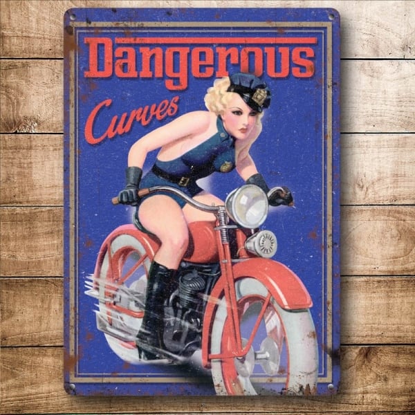 Original Metal Sign Company Wall Sign Danger Curves Pin-Up 150x200mm