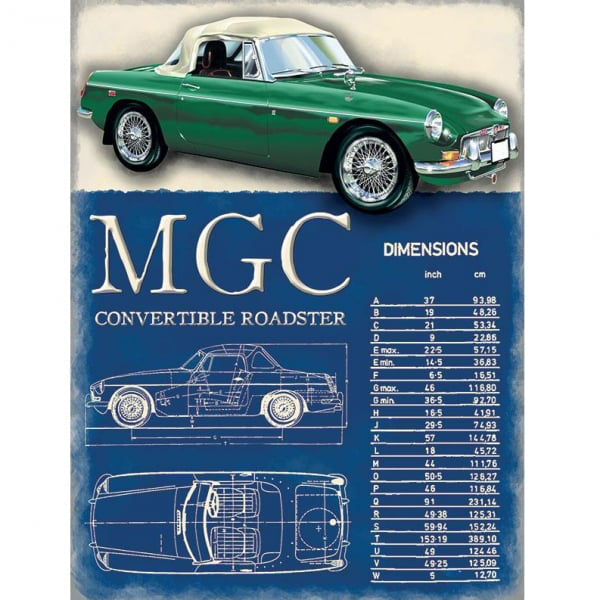 Original Metal Sign Company Wall Sign MG MGC Roadster 1967 150x200mm