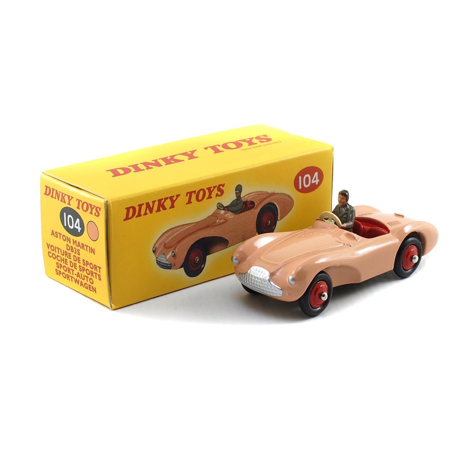 Atlas French Dinky Toys 104 Aston Martin DB3S Racing Car PINK – Le