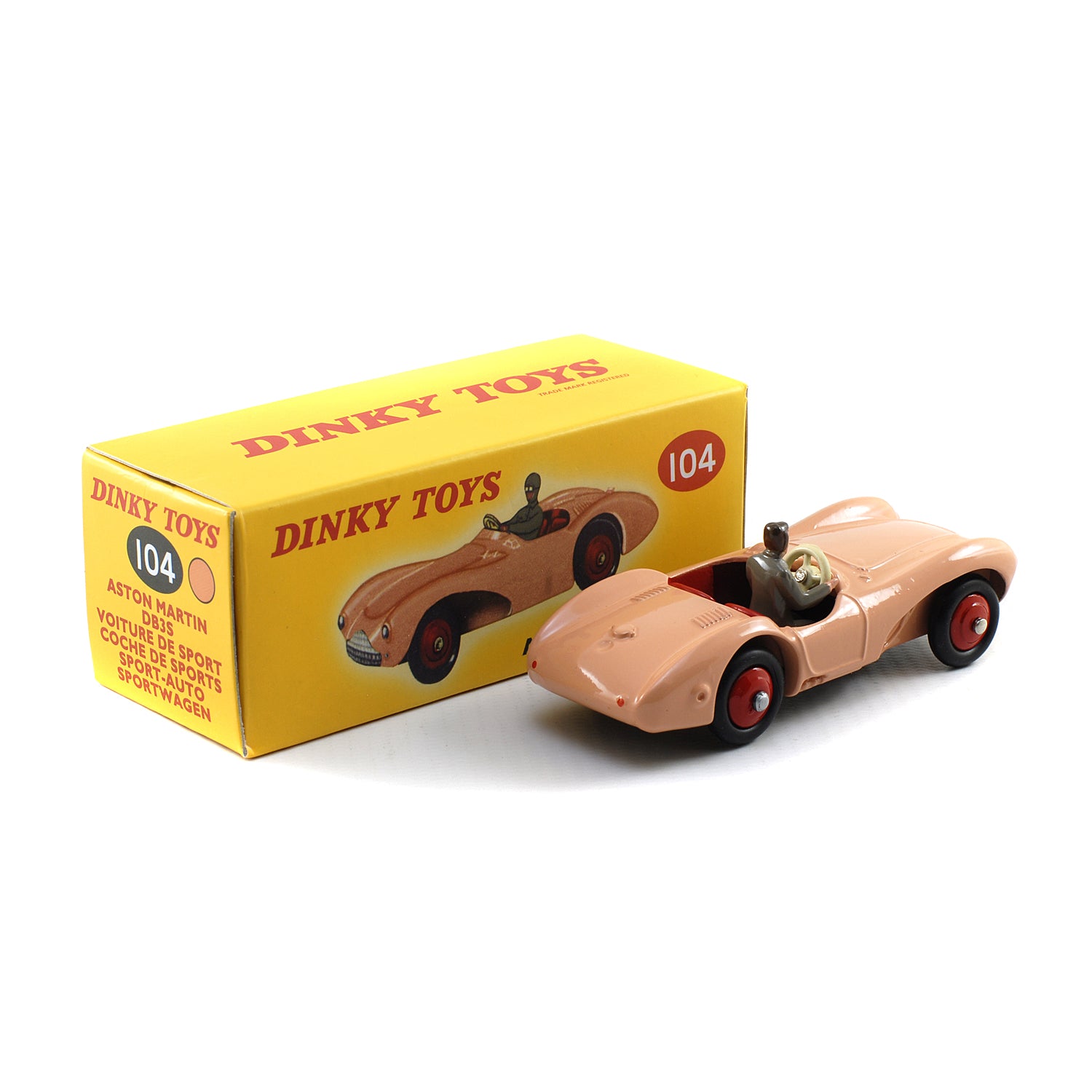 Atlas French Dinky Toys 104 Aston Martin DB3S Racing Car PINK