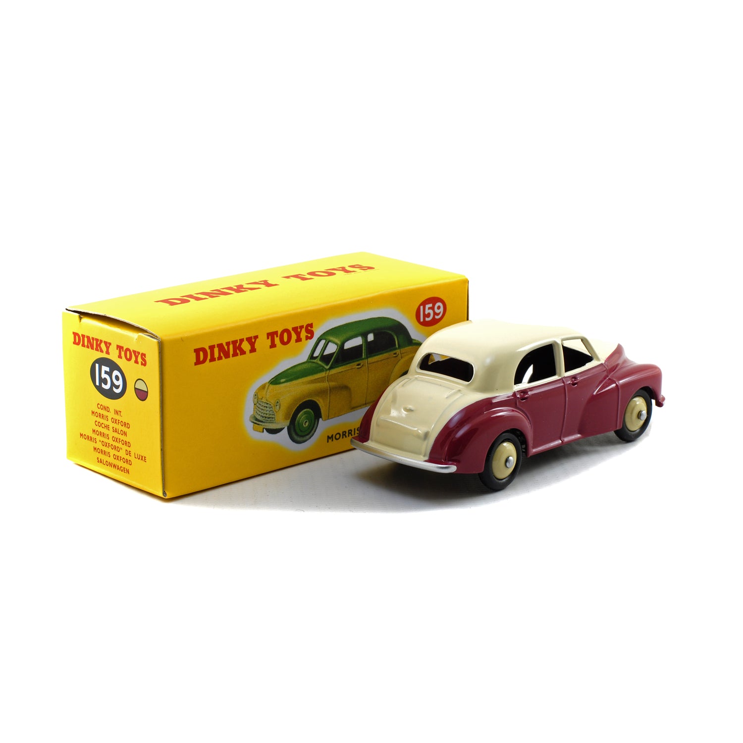 Atlas French Dinky Toys 159 Morris Oxford Saloon Road Car CERISE & CREAM