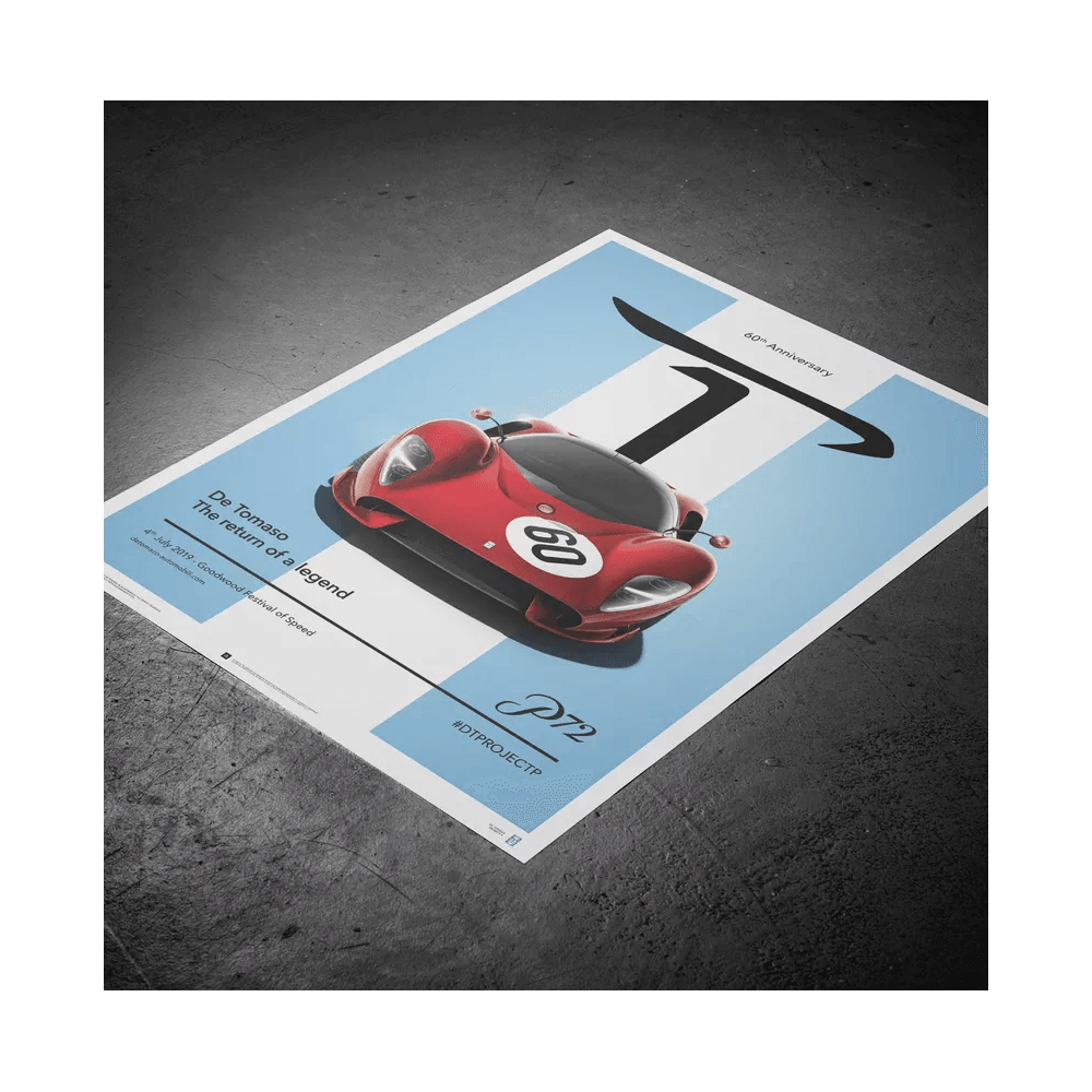 Automobilist De Tomaso Project P Car #60 Goodwood 2019 Poster 50x70cm