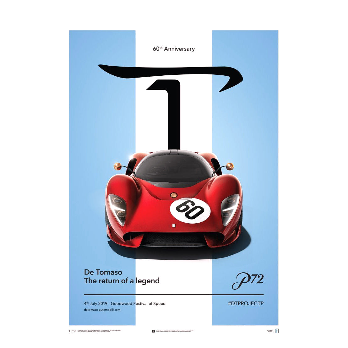 Automobilist De Tomaso Project P Car #60 Goodwood 2019 Poster 50x70cm