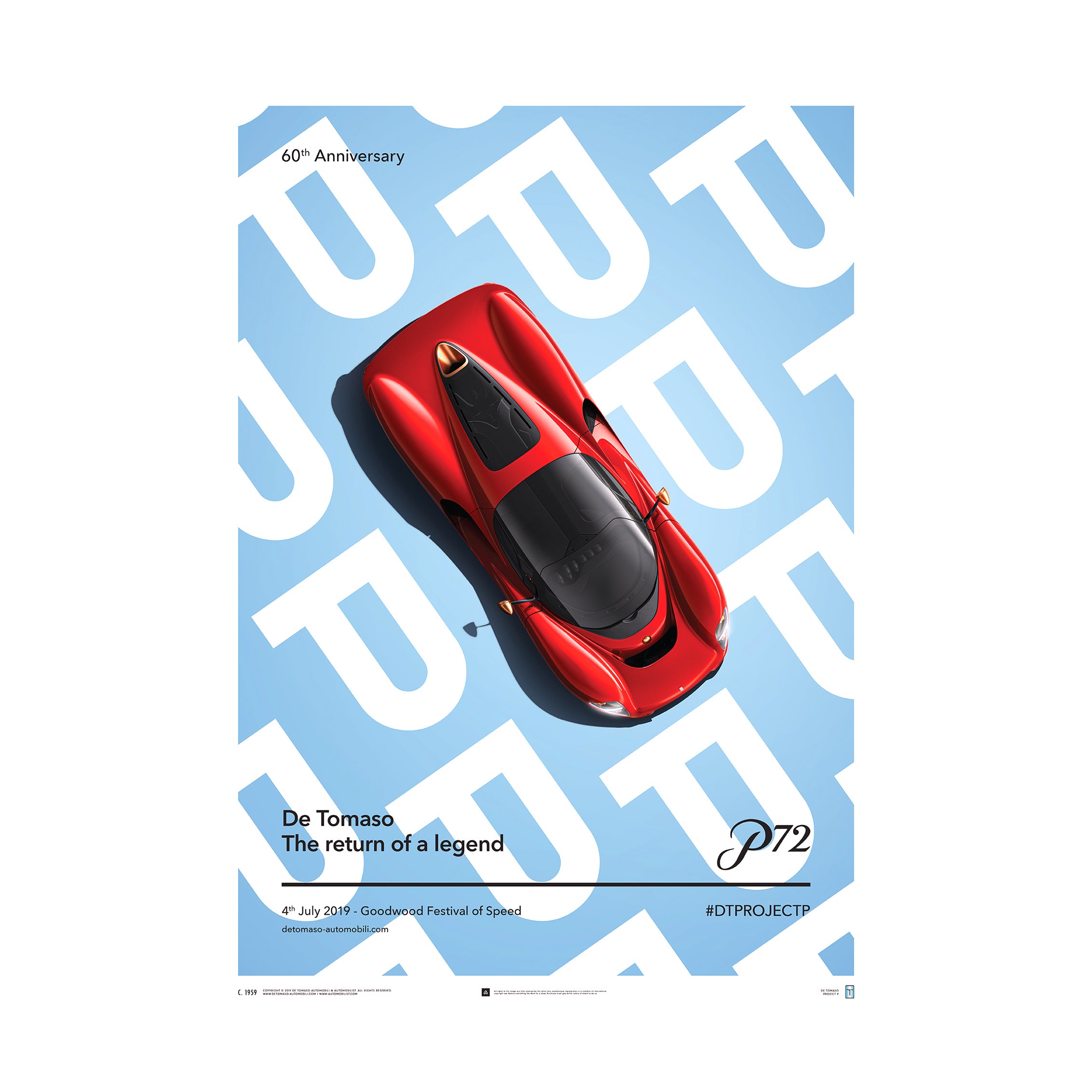 Automobilist De Tomaso Project P Car Goodwood 2019 Poster 50 x 70cm