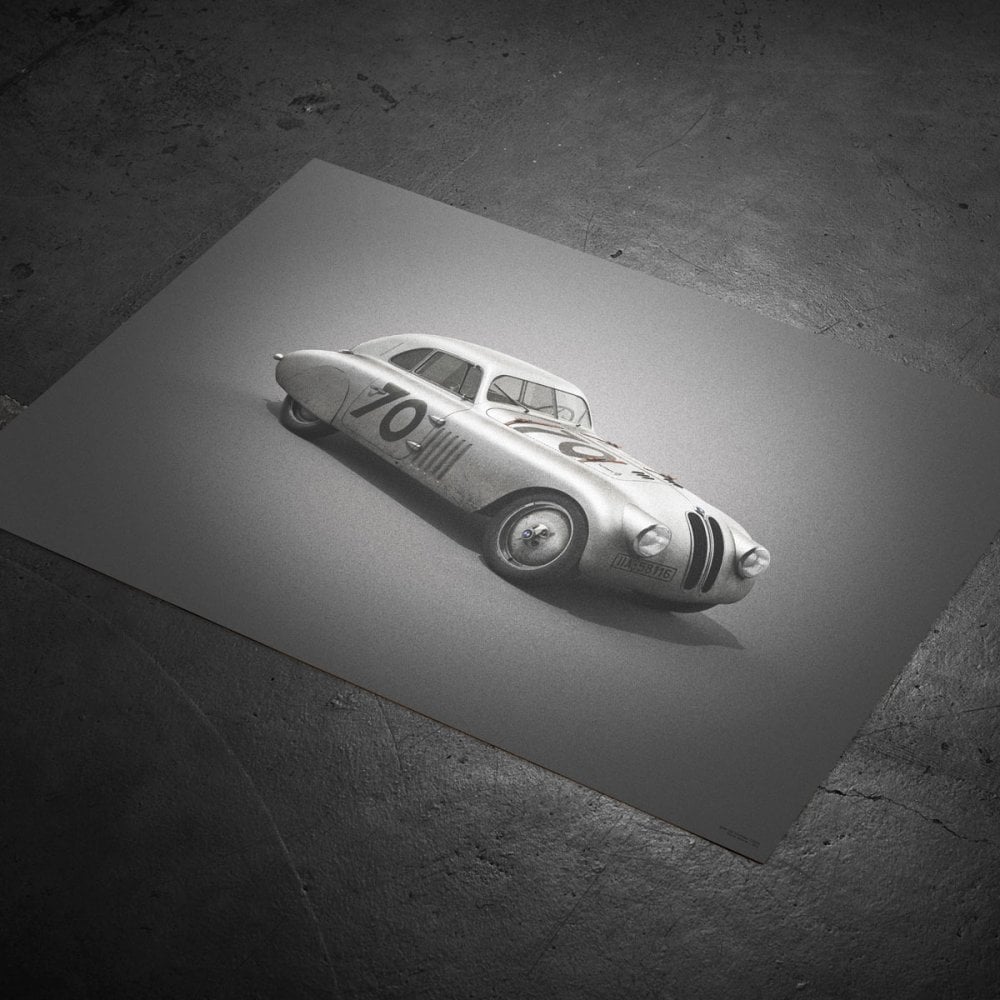 Automobilist BMW 328 Mille Miglia 1940 Colours Of Speed Poster 50x70cm