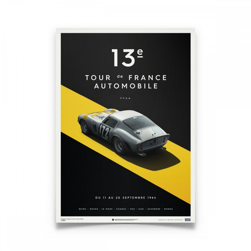 Automobilist Ferrari 250 GTO #172 Tour De France 1964 Poster 50 x 70cm