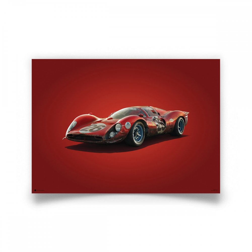Automobilist Ferrari 412P Daytona 1967 Colours Of Speed Poster 50 x 70cm