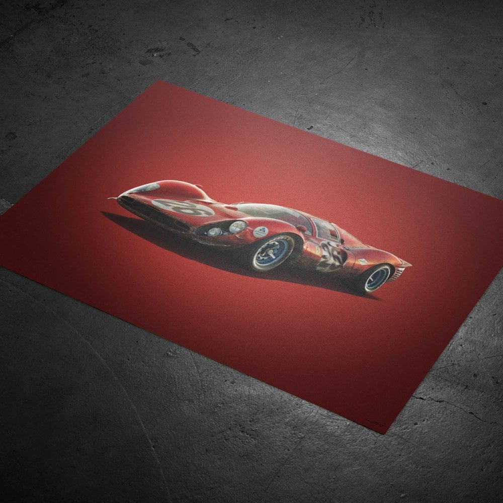 Automobilist Ferrari 412P Daytona 1967 Colours Of Speed Poster 50 x 70cm