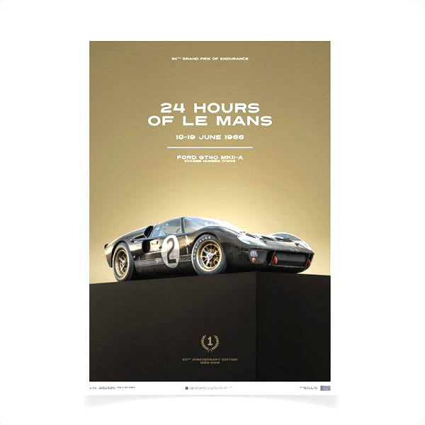 Automobilist Ford GT40 Mark II #2 Le Mans 1966 Poster 50 x 70cm