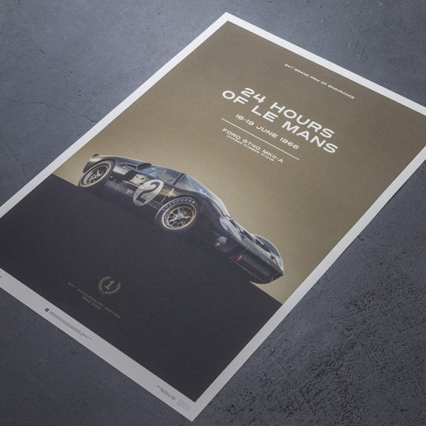 Automobilist Ford GT40 Mark II #2 Le Mans 1966 Poster 50 x 70cm