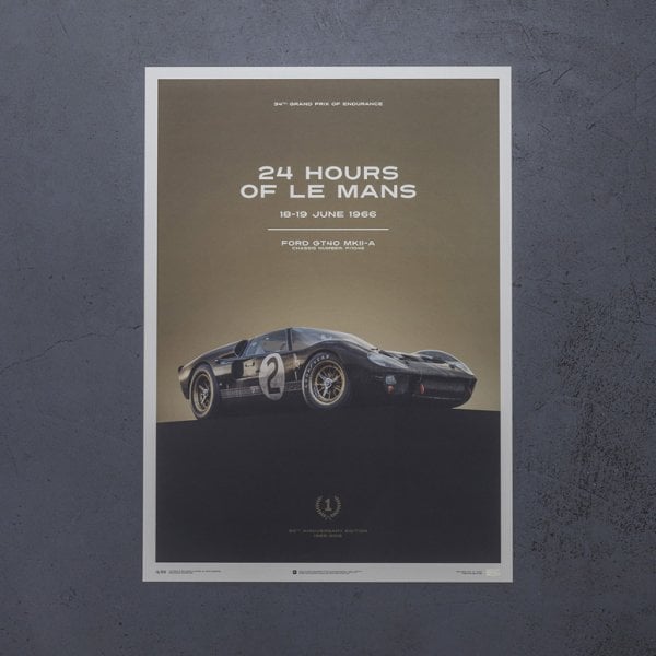 Automobilist Ford GT40 Mark II #2 Le Mans 1966 Poster 50 x 70cm