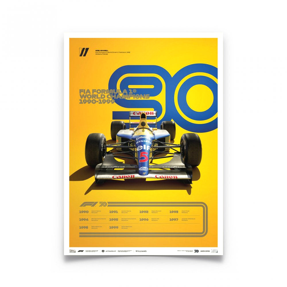 Automobilist Formula 1 Decades 1990's Williams Poster 50x70cm