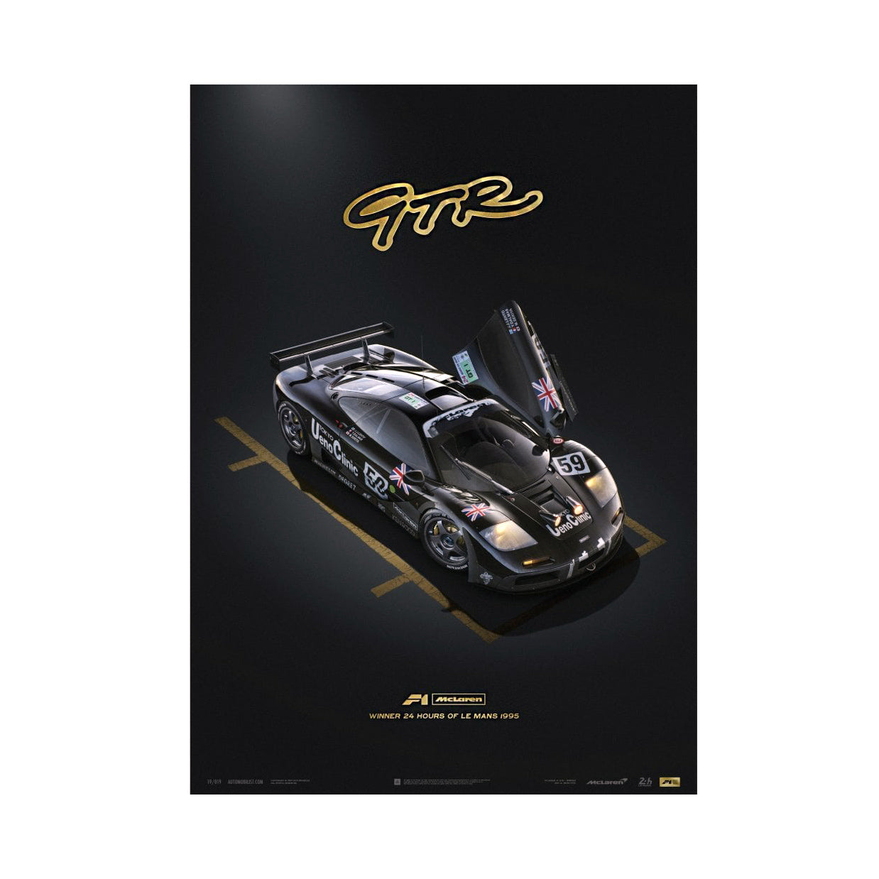 Automobilist McLaren F1 GTR #59 Le Mans 1995 Night Poster 50 x 70cm