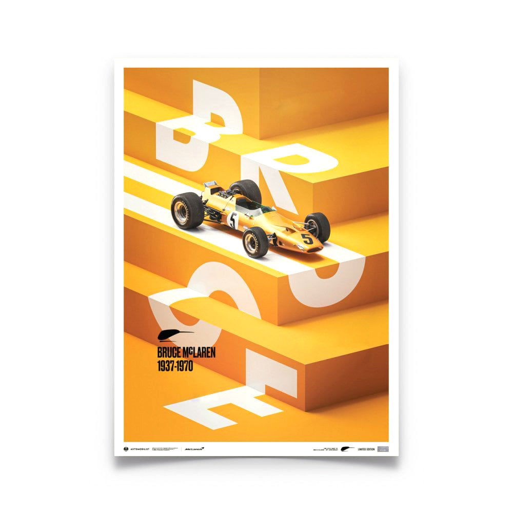 Automobilist McLaren Papaya Bruce Francorchamps 1968 F1 Poster 50x70cm