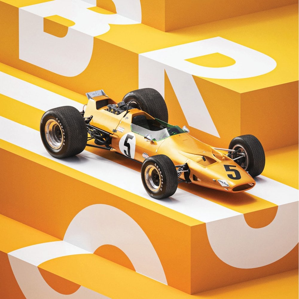 Automobilist McLaren Papaya Bruce Francorchamps 1968 F1 Poster 50x70cm