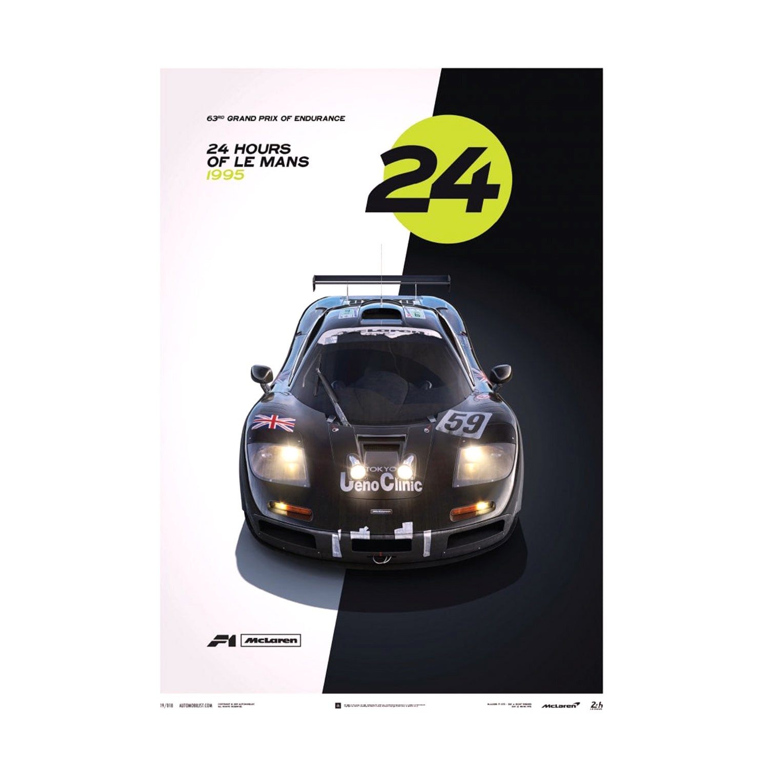 Automobilist McLaren F1 GTR #59 Le Mans 1995 Day & Night Poster 50 x 70cm