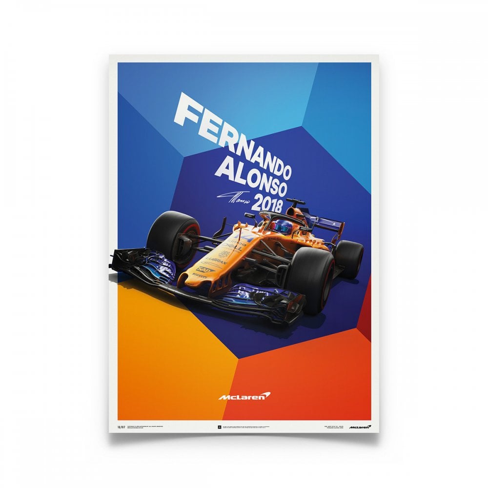 Automobilist McLaren F1 Fernando Alonso MCL33 2018 Poster 50 x 70cm