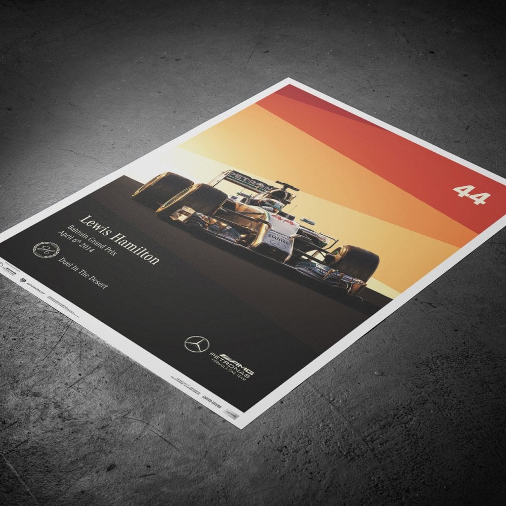 Automobilist Mercedes AMG F1 Lewis Hamilton #44 Bahrain 2014 Poster 50x70cm