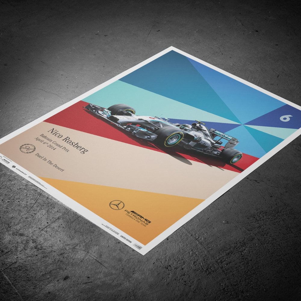 Automobilist Mercedes AMG F1 Nico Rosberg #6 Bahrain 2014 Poster 50x70cm
