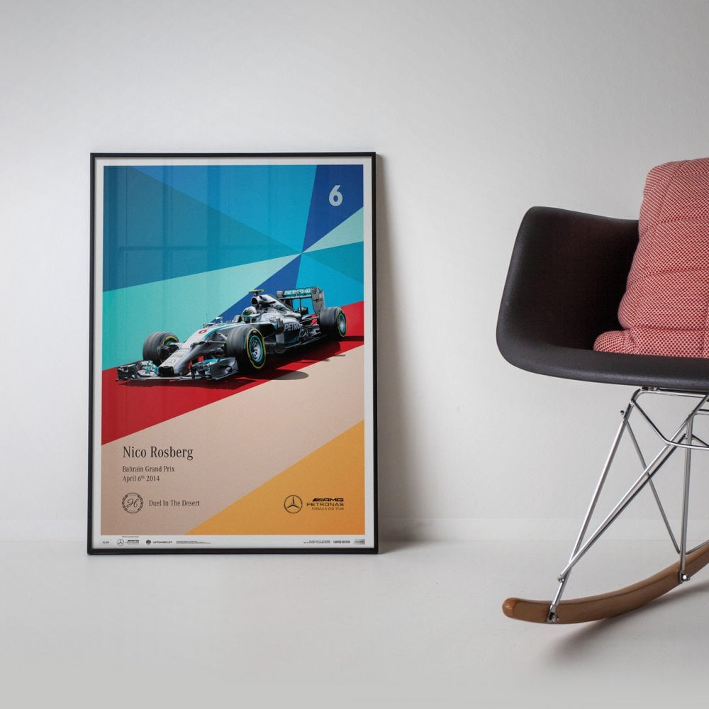 Automobilist Mercedes AMG F1 Nico Rosberg #6 Bahrain 2014 Poster 50x70cm