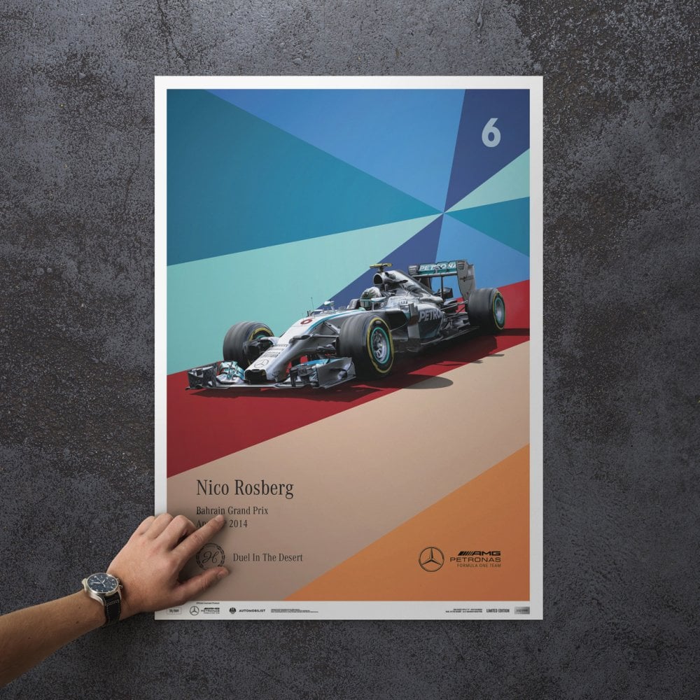 Automobilist Mercedes AMG F1 Nico Rosberg #6 Bahrain 2014 Poster 50x70cm
