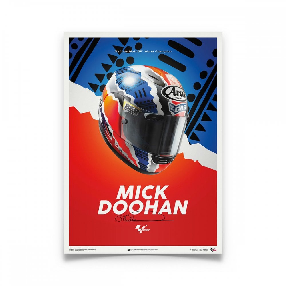 Automobilist Mick Doohan MotoGP Helmet 2000 Poster 50 x 70cm