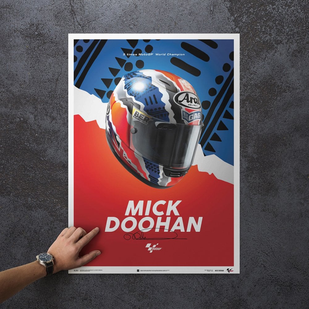 Automobilist Mick Doohan MotoGP Helmet 2000 Poster 50 x 70cm