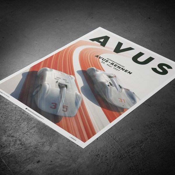 Automobilist Silver Arrows Mercedes-Benz AVUS Rennen Poster 50 x 70cm