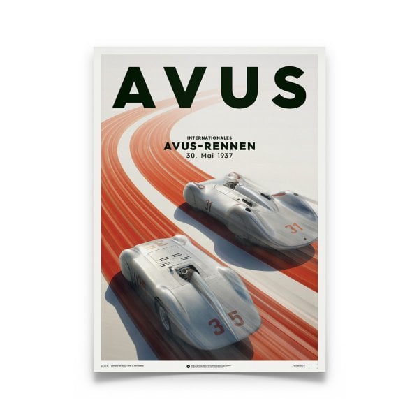 Automobilist Silver Arrows Mercedes-Benz AVUS Rennen Poster 50 x 70cm