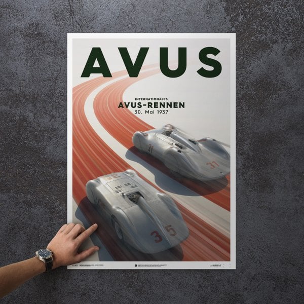 Automobilist Silver Arrows Mercedes-Benz AVUS Rennen Poster 50 x 70cm