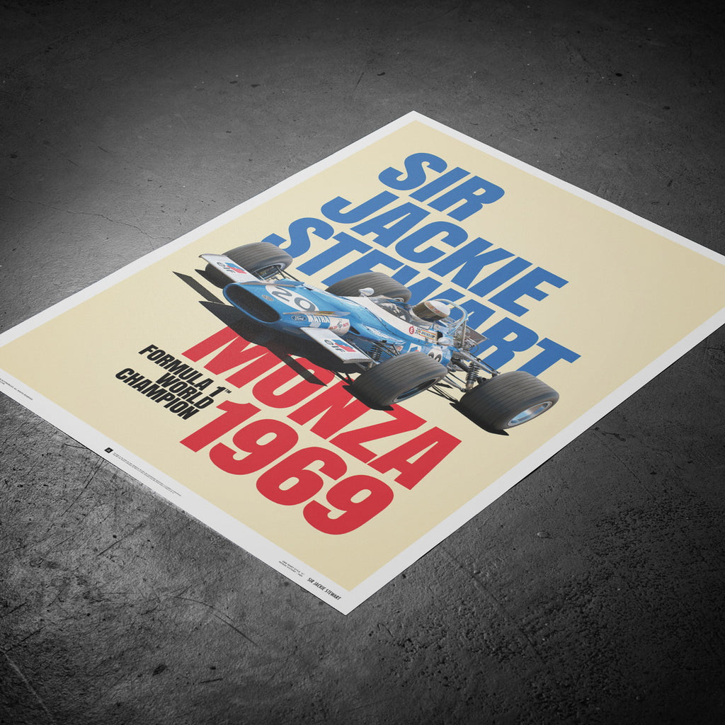 Automobilist Sir Jackie Stewart Matra MS80 F1 Monza 1969 Poster 50x70cm