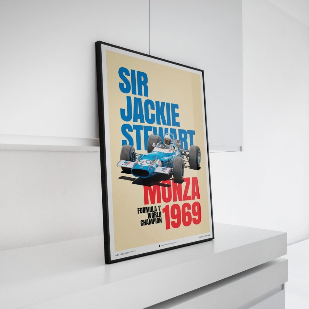 Automobilist Sir Jackie Stewart Matra MS80 F1 Monza 1969 Poster 50x70cm