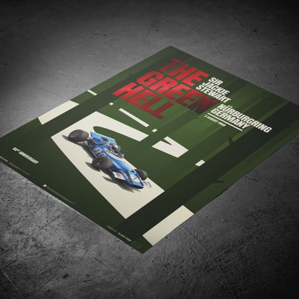 Automobilist Sir Jackie Stewart The Green Hell F1 Poster 50 x 70cm