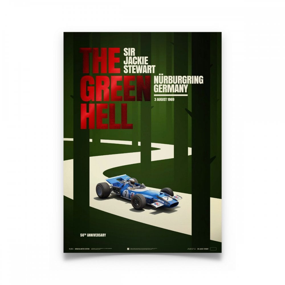Automobilist Sir Jackie Stewart The Green Hell F1 Poster 50 x 70cm