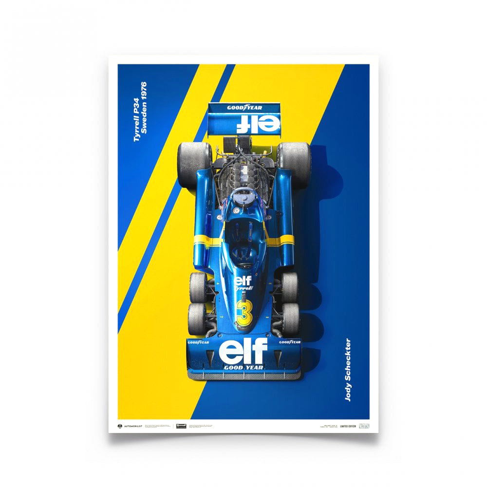 Automobilist Tyrrell P34 Jody Scheckter Swedish GP 1975 F1 Poster 50x70cm