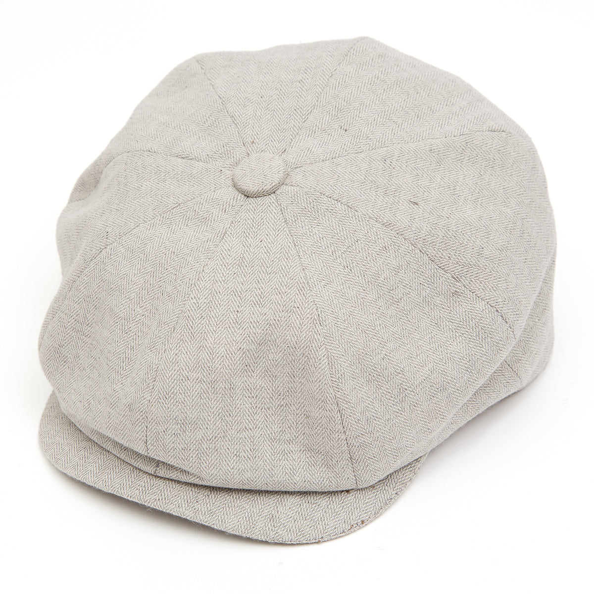 Christys' Hats Baker Boy Cap Linen GREY HERRINGBONE SMALL