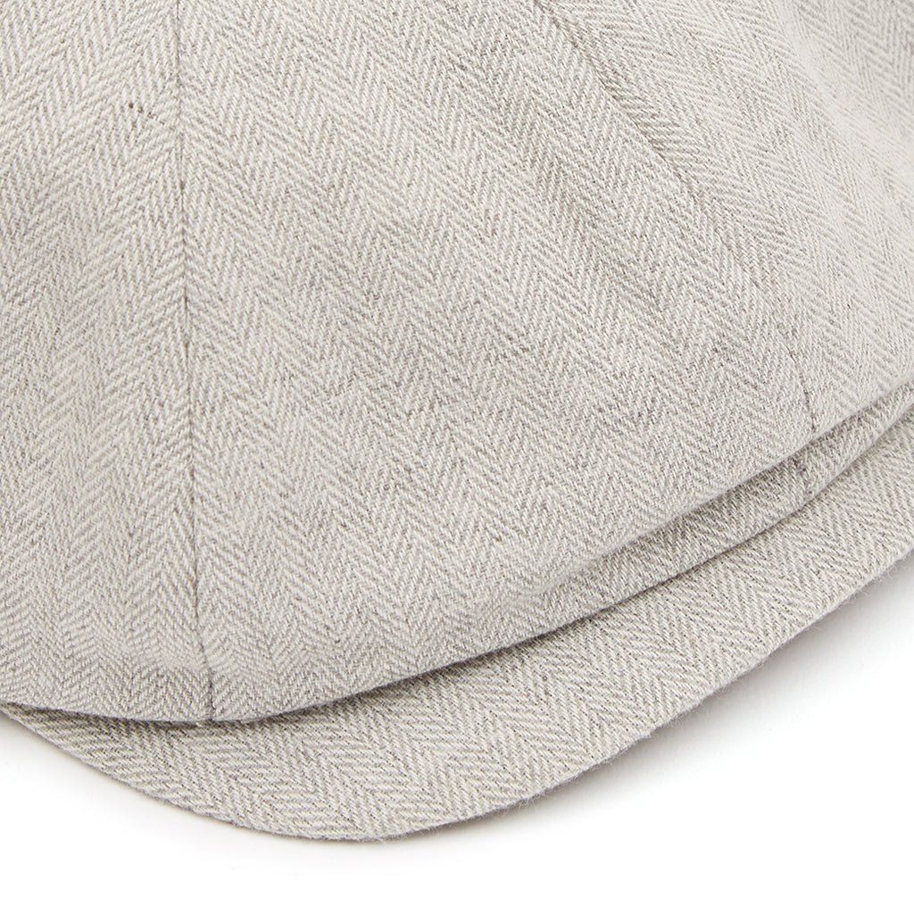 Christys' Hats Baker Boy Cap Linen GREY HERRINGBONE SMALL