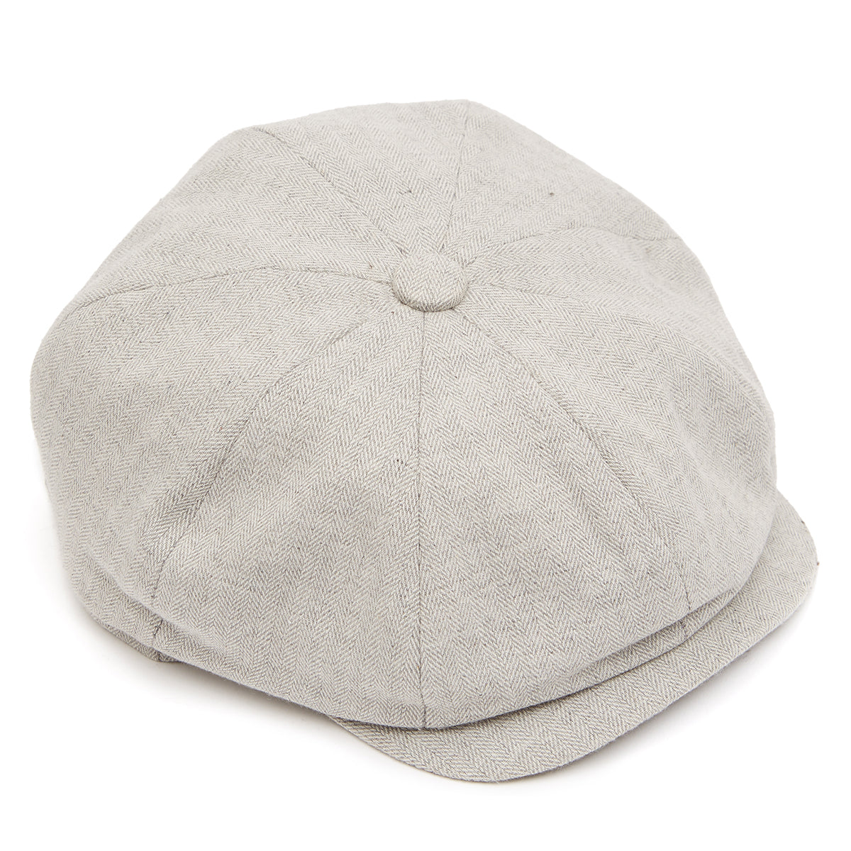 Christys' Hats Baker Boy Cap Linen GREY HERRINGBONE SMALL