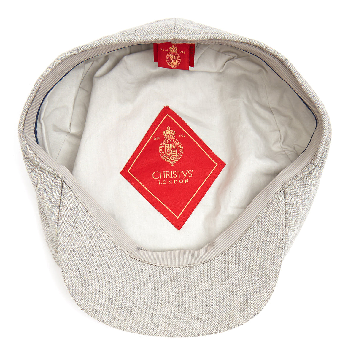 Christys' Hats Baker Boy Cap Linen GREY HERRINGBONE SMALL