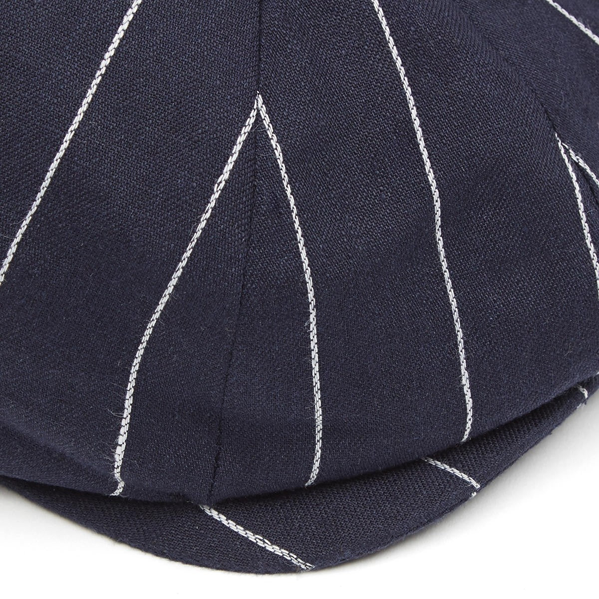 Christys' Hats Baker Boy Cap Linen NAVY STRIPED SMALL