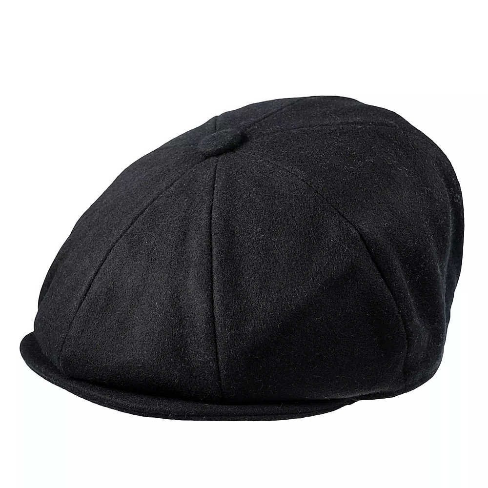 Christys' Hats Baker Boy Cap Melton Wool BLACK
