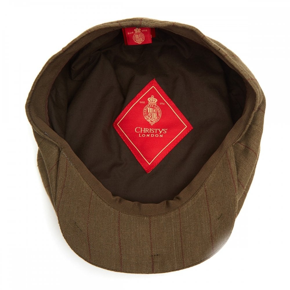 Christys' Hats Baker Boy Cap Linen Striped KHAKI