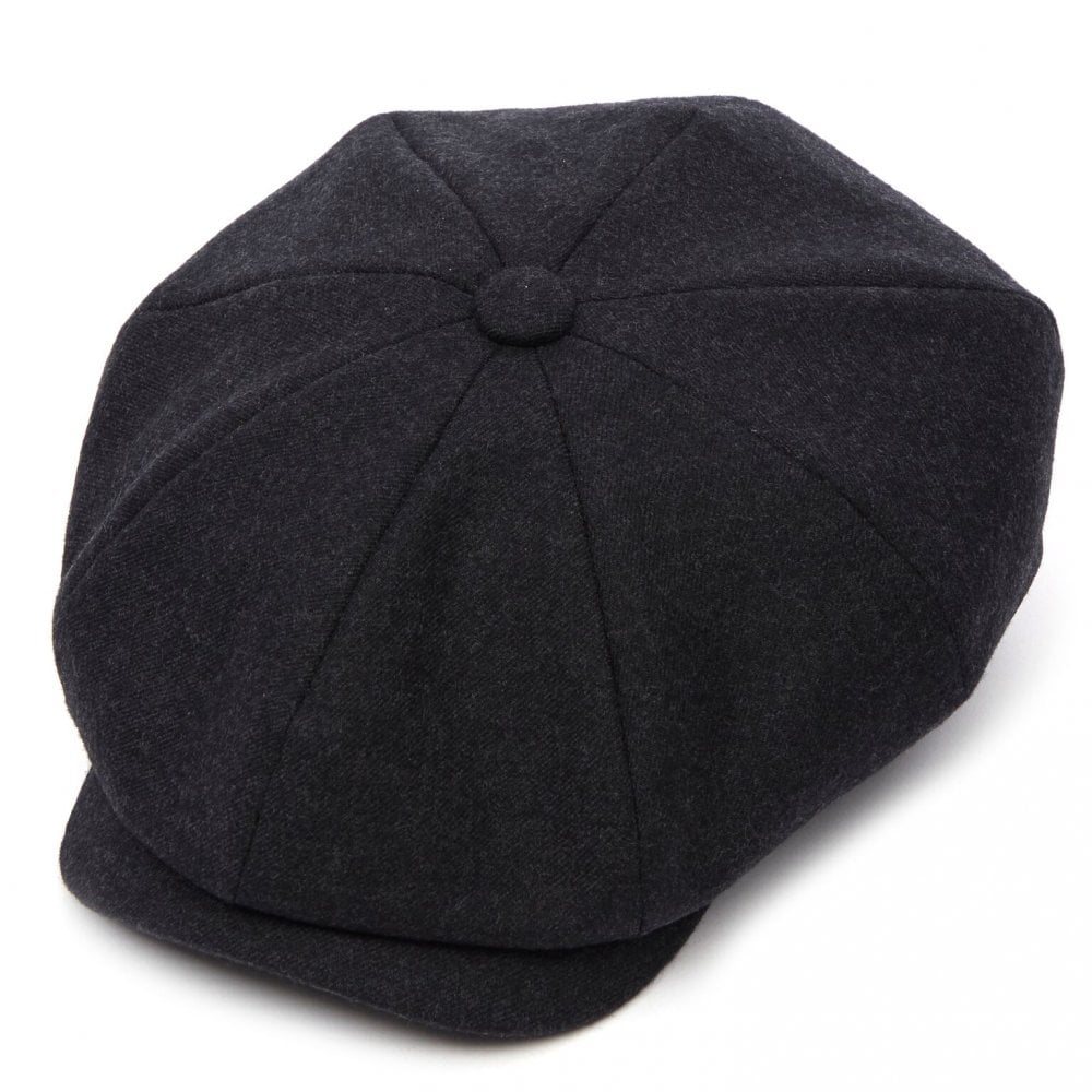 Christys' Hats Baker Boy Cap Lightweight Wool CHARCOAL SMALL