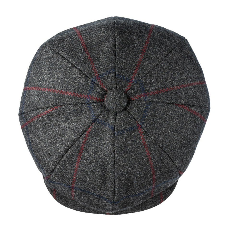 Christys' Hats Baker Boy Cap Tweed Overcheck GREY
