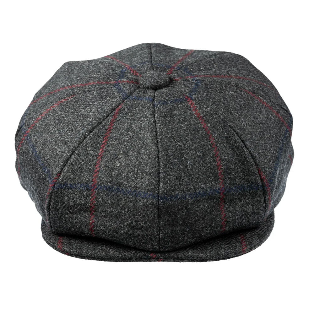 Christys' Hats Baker Boy Cap Tweed Overcheck GREY