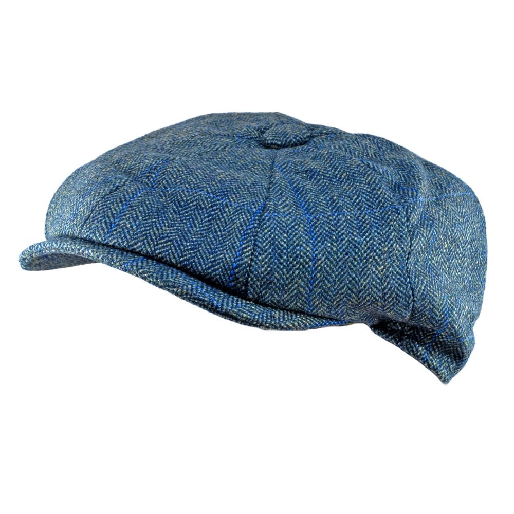 Christys' Hats Baker Boy Cap Herringbone Tweed GREEN SMALL