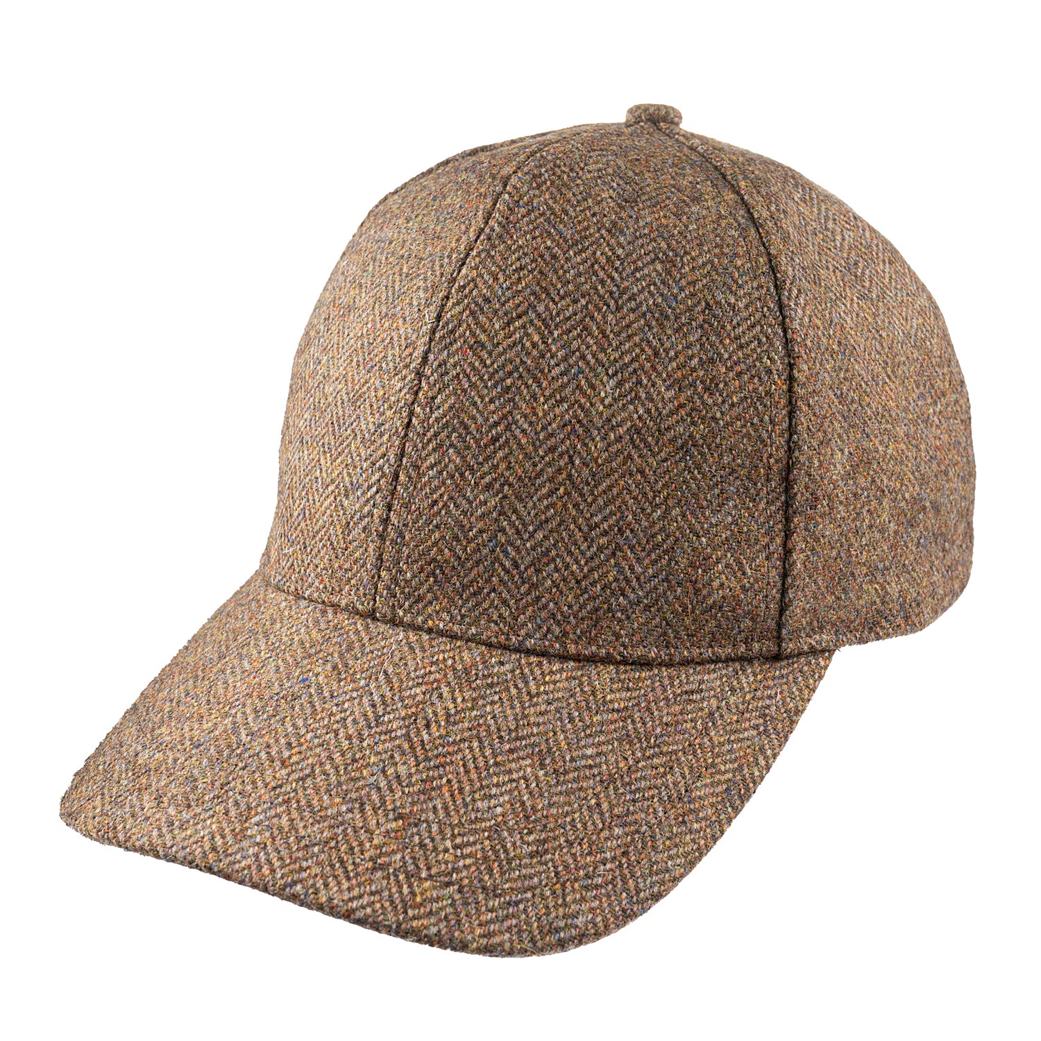 Christys' Hats Classic Baseball Cap Lovat Herringbone Tweed BISCUIT