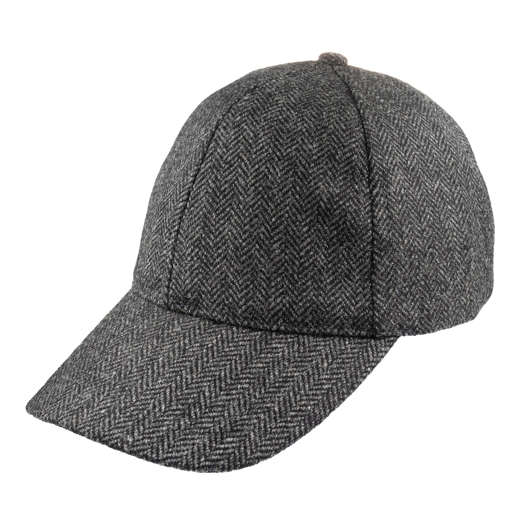 Christys' Hats Classic Baseball Cap Herringbone Tweed CHARCOAL